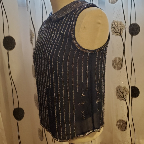 Zara heavily embellished navy blue top-xs - Picture 4 of 5